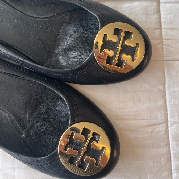 Tory Burch Black Leather Ballet Flat 7 - Picture 11 of 15